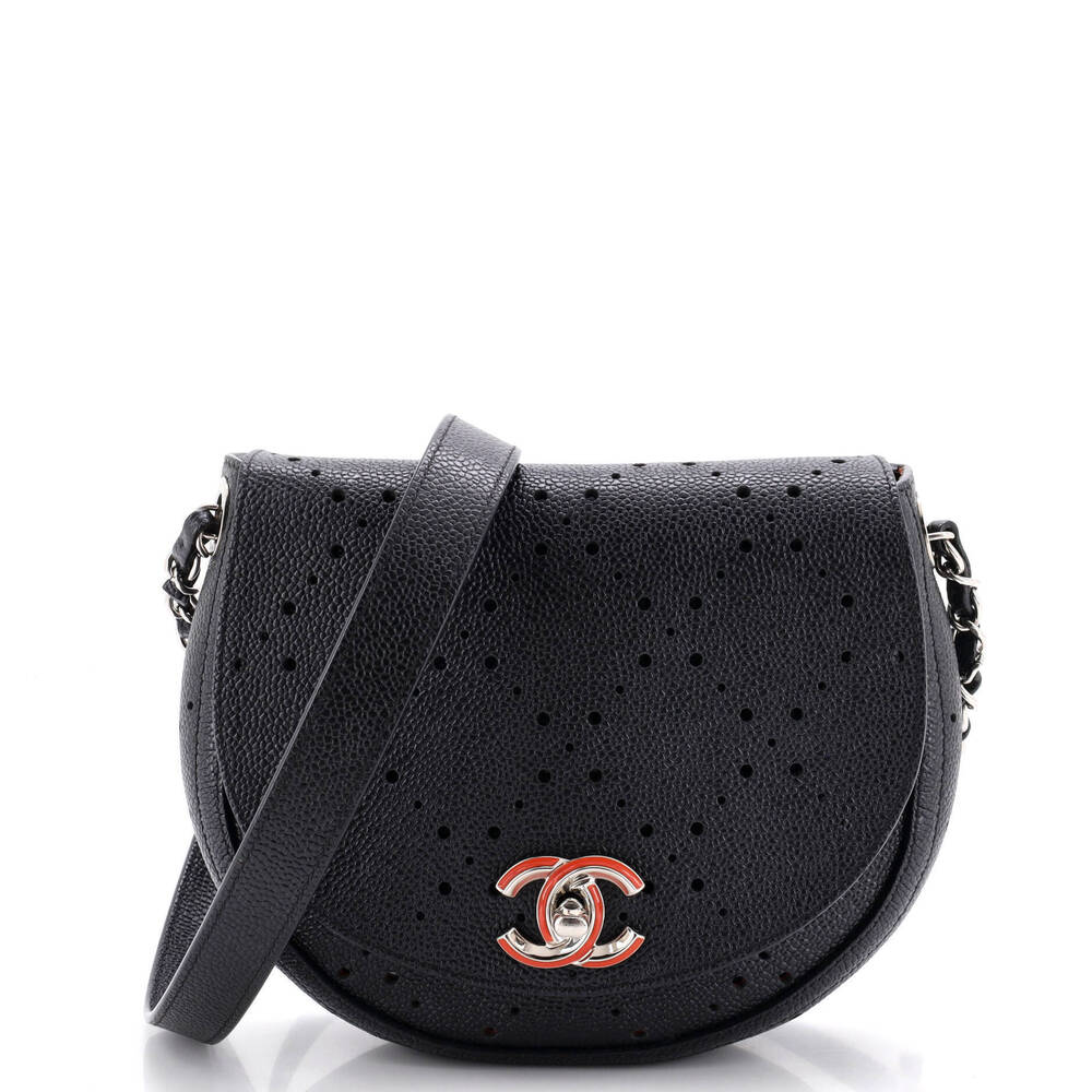 Chanel Saddle Bag Perforated Caviar